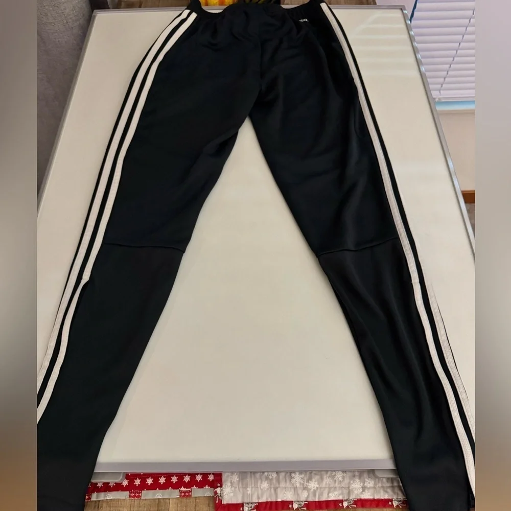 Adidas mens Black Joggers with White Stripes